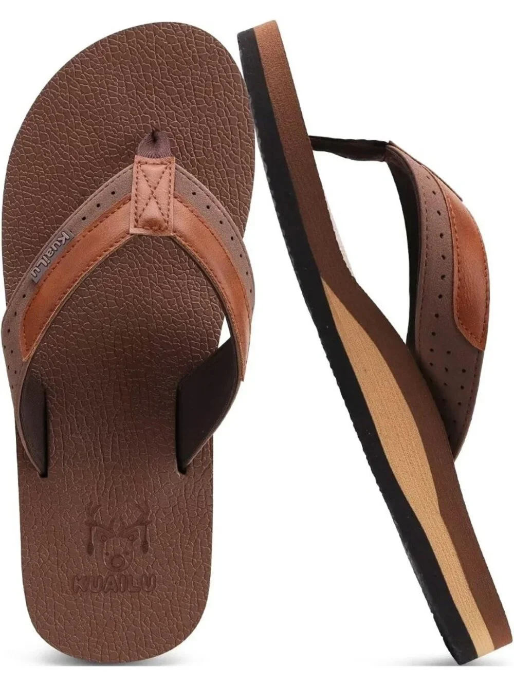 Men's Reddish Brown Yoga Mat Flip Flops Slip On Indoor Outdoor Sandal Slipper